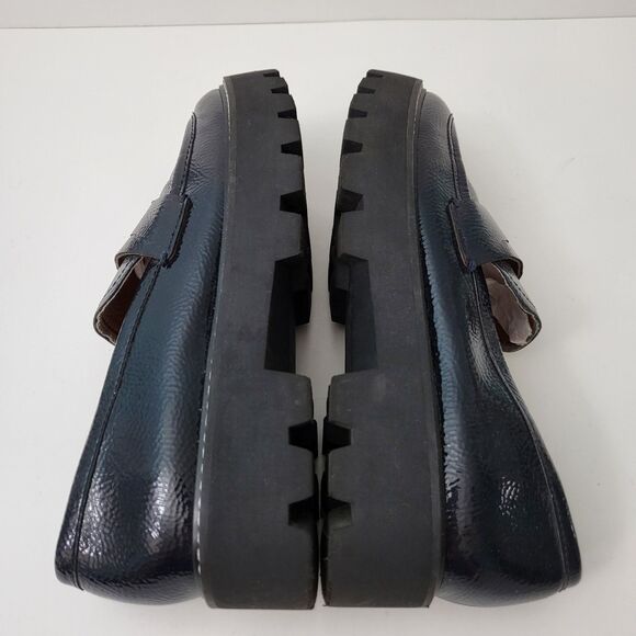 FRANCO SARTO Bazel Penny Loafers Shoes Womens 7 Dark Navy Blue Patent Vegan Lug - Picture 8 of 9